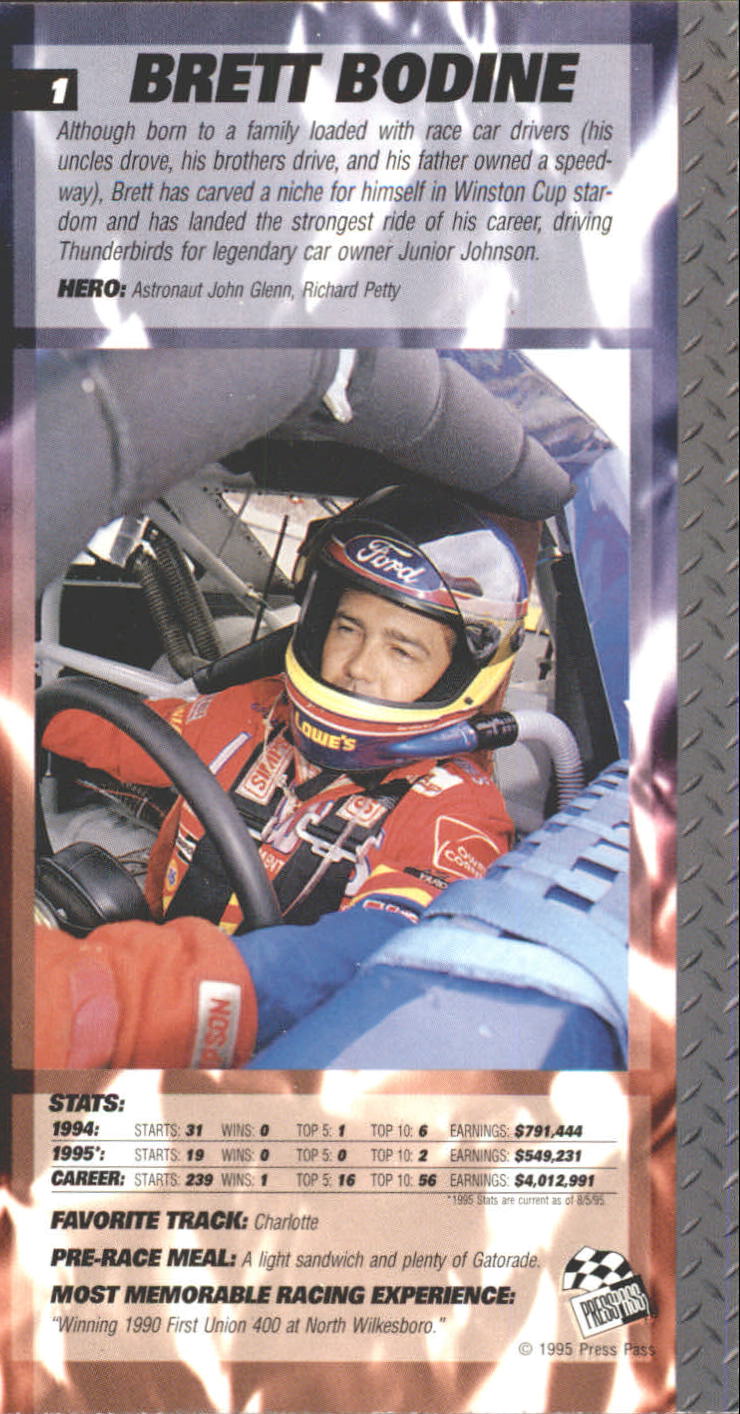 1995 Press Pass Optima XL #1 Brett Bodine back image