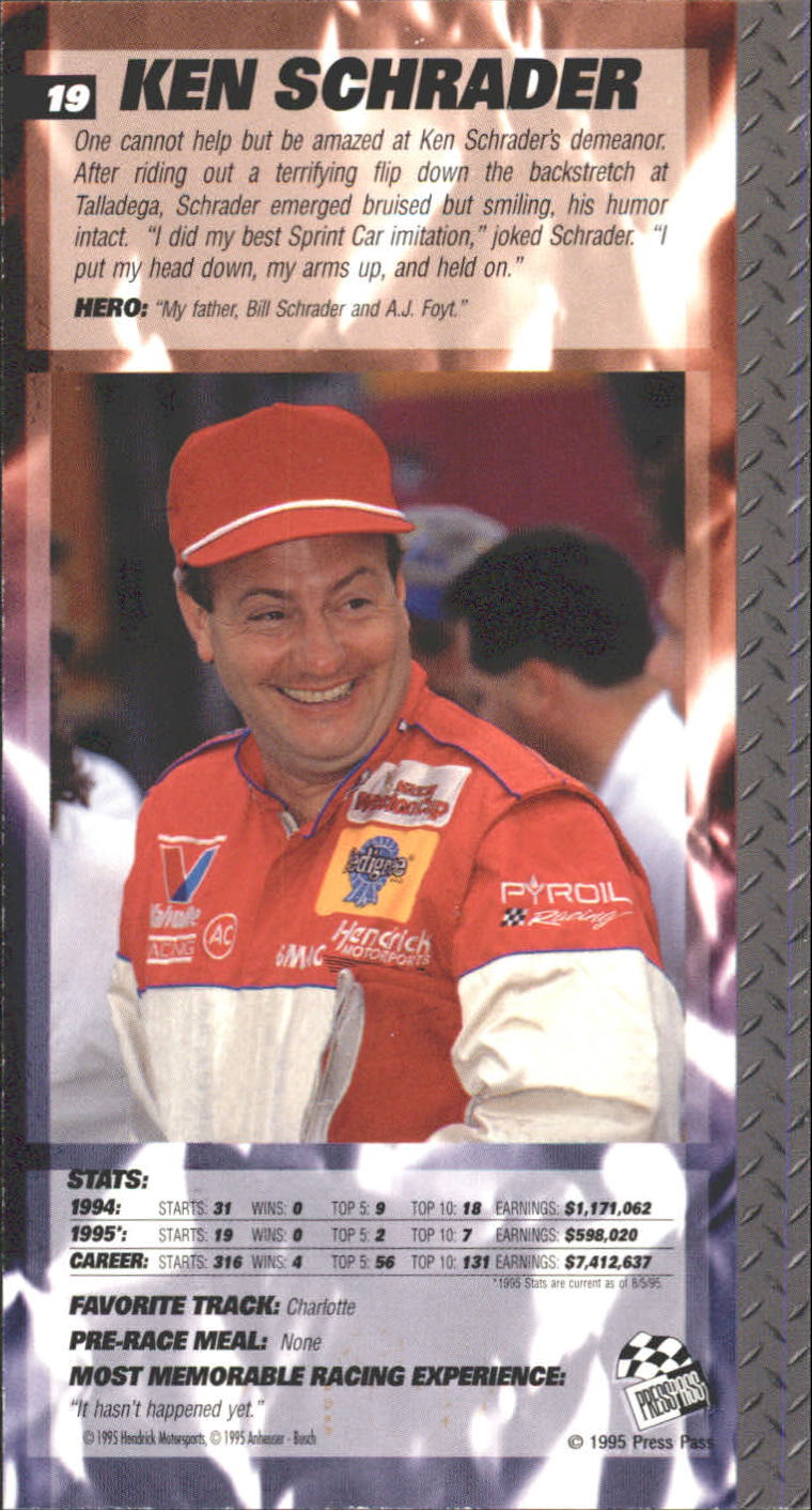 1995 Press Pass Optima XL #19 Ken Schrader back image