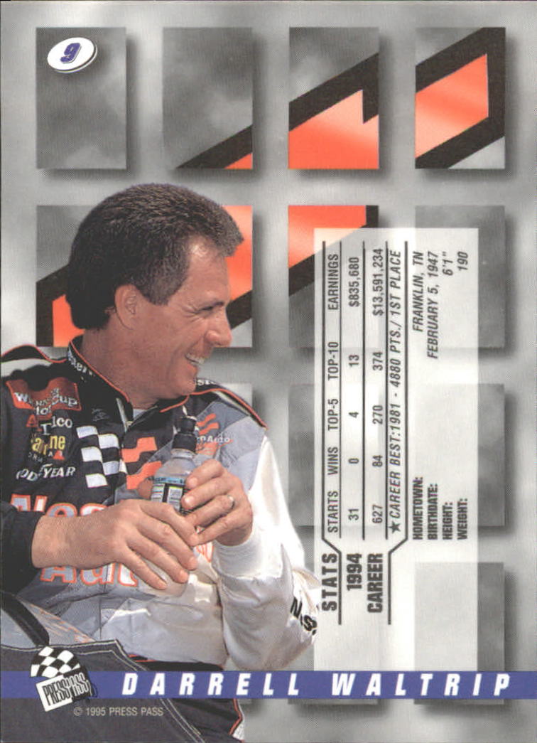 1995 Press Pass Premium #9 Darrell Waltrip back image