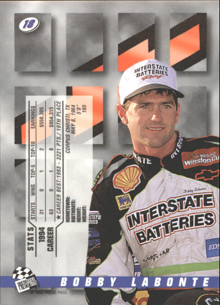 1995 Press Pass Premium #18 Bobby Labonte back image