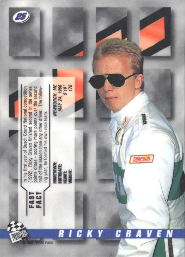 1995 Press Pass Premium Holofoil #25 Ricky Craven back image