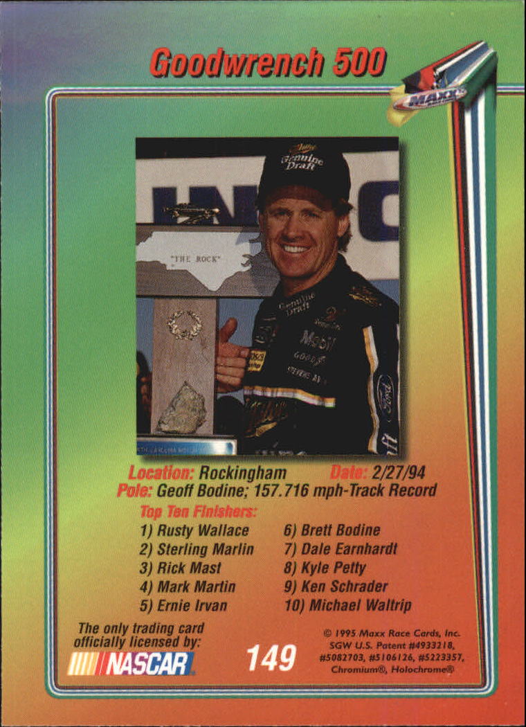 B1365- 1995 Maxx Premier Plus Racing 1-183 +Inserts -You Pick- 15+ FREE US SHIP - Picture 293 of 361