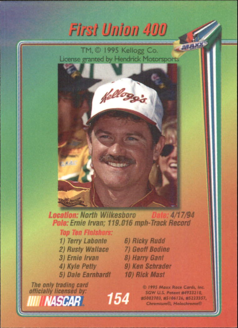 1995 Maxx Premier Plus #154 Terry Labonte/Victory Lane back image