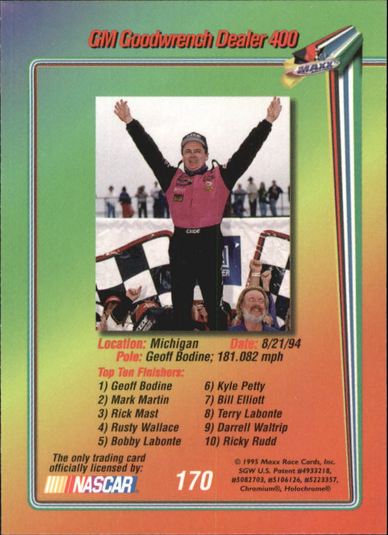 B1365- 1995 Maxx Premier Plus Racing 1-183 +Inserts -You Pick- 15+ FREE US SHIP - Picture 335 of 361