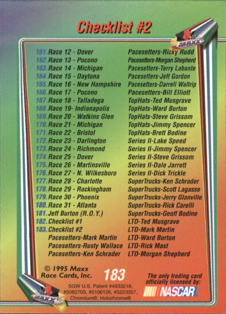B1365- 1995 Maxx Premier Plus Racing 1-183 +Inserts -You Pick- 15+ FREE US SHIP - Picture 361 of 361