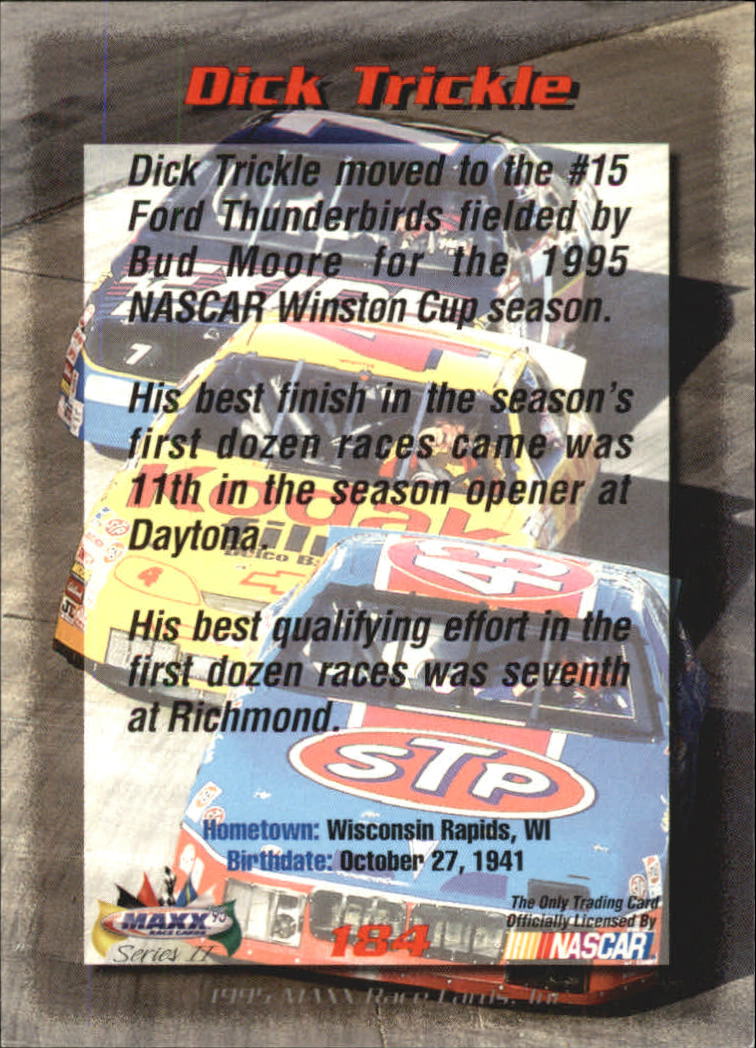 1995 Maxx #184 Dick Trickle back image