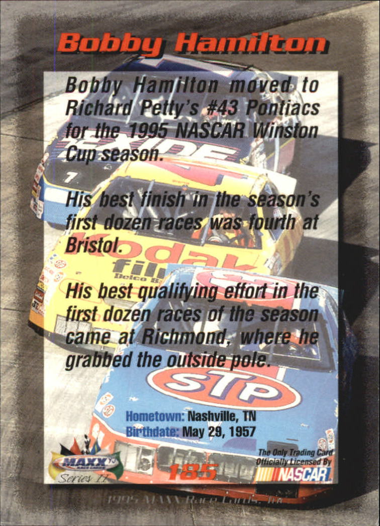 1995 Maxx #185 Bobby Hamilton back image