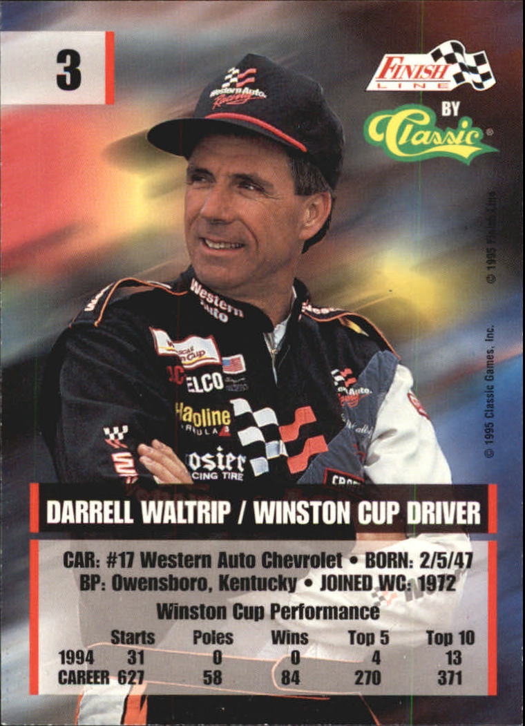 1995 Finish Line #3 Darrell Waltrip back image