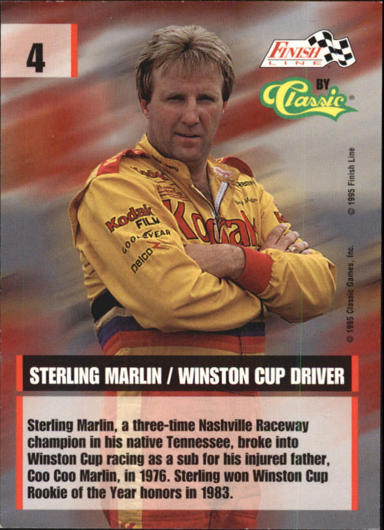 1995 Finish Line #4 Sterling Marlin back image