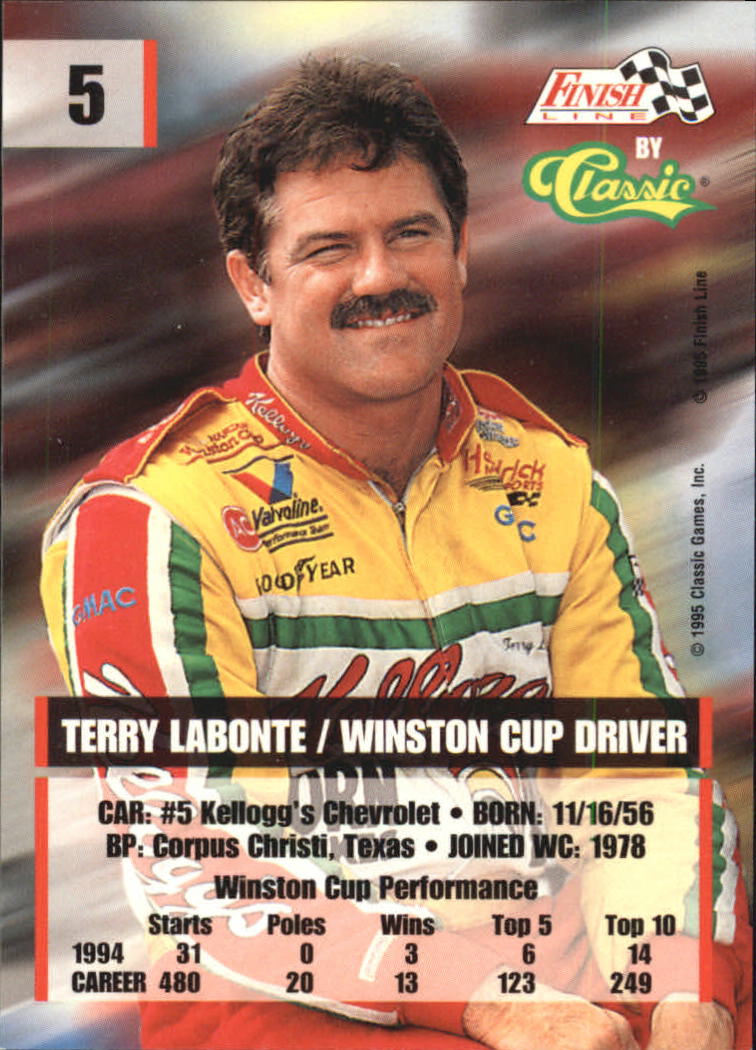 1995 Finish Line #5 Terry Labonte back image