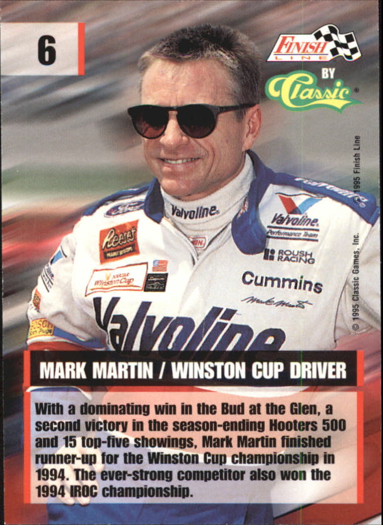1995 Finish Line #6 Mark Martin back image
