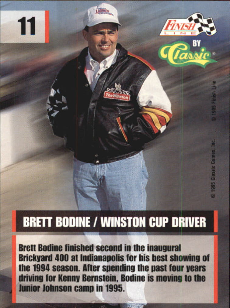 1995 Finish Line #11 Brett Bodine back image