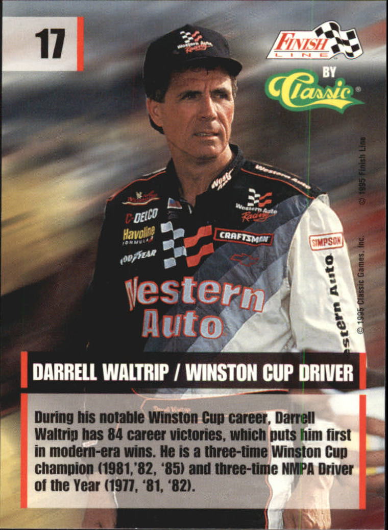 1995 Finish Line #17 Darrell Waltrip back image