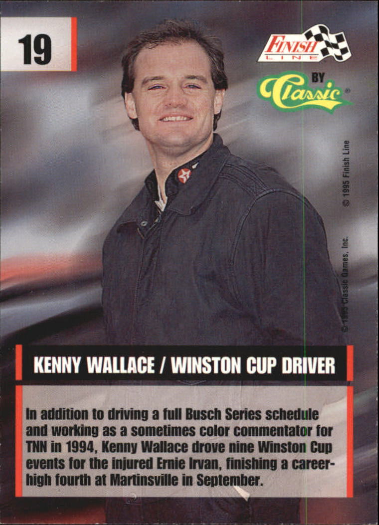 1995 Finish Line #19 Kenny Wallace back image