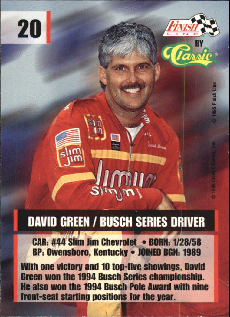 1995 Finish Line #20 David Green back image
