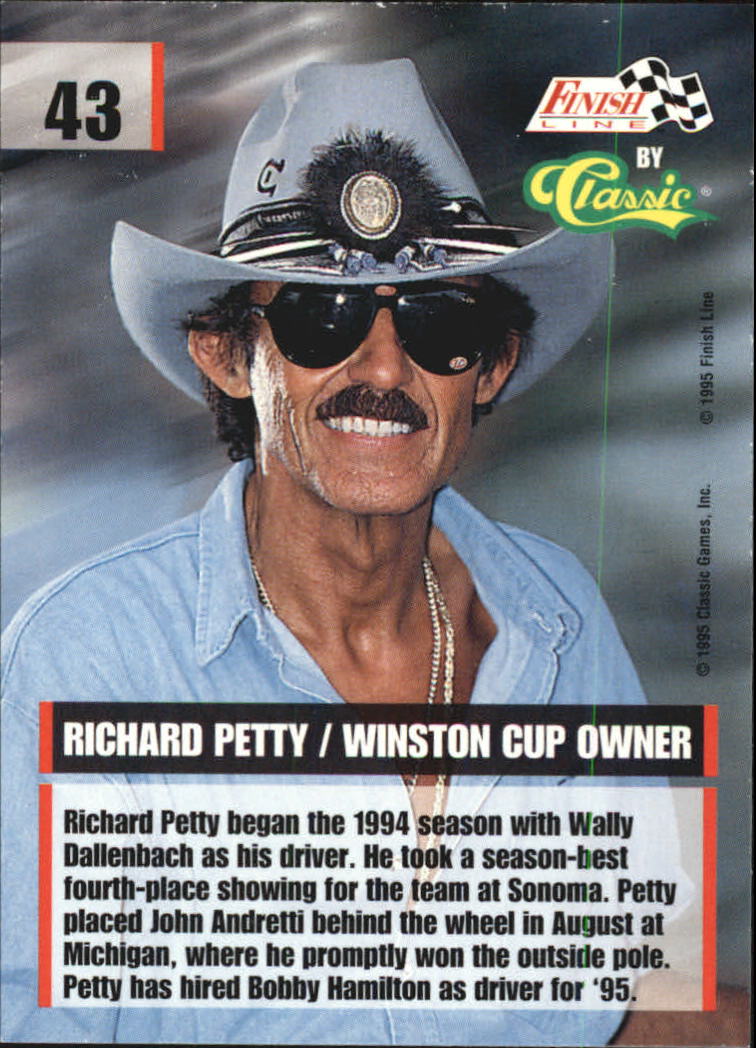 1995 Finish Line #43 Richard Petty back image