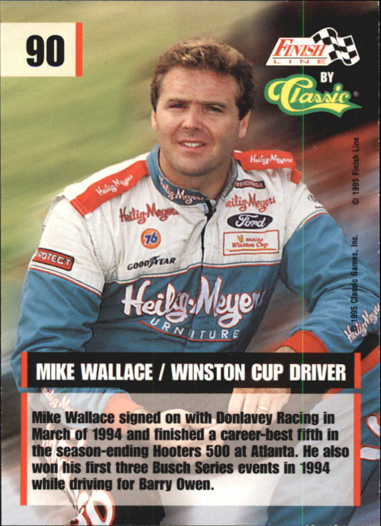 1995 Finish Line #90 Mike Wallace back image