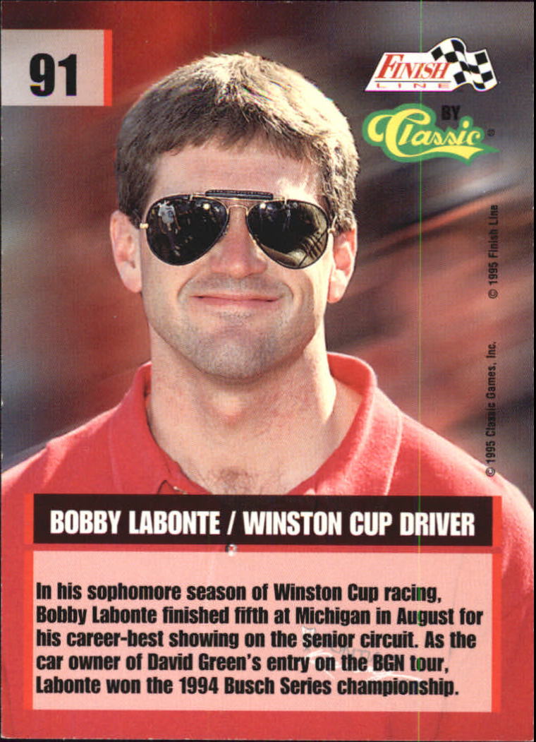 1995 Finish Line #91 Bobby Labonte back image