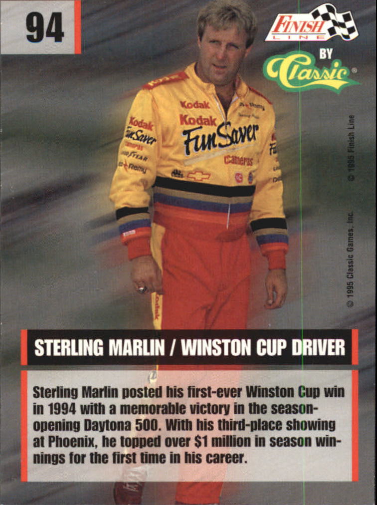 1995 Finish Line #94 Sterling Marlin back image