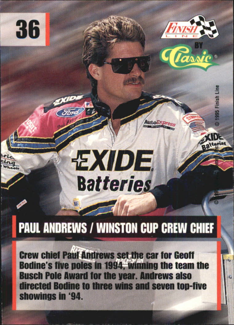 1995 Finish Line Silver #36 Paul Andrews back image