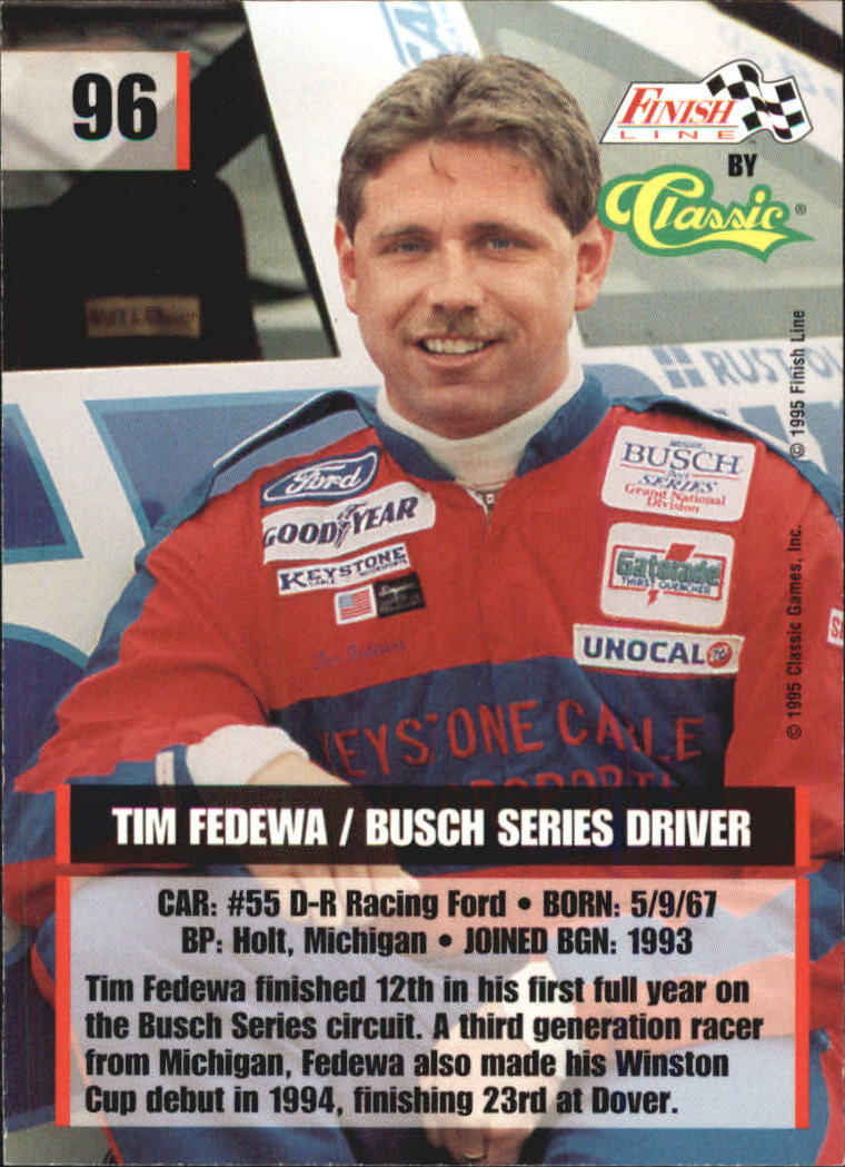 1995 Finish Line Silver #96 Tim Fedewa back image