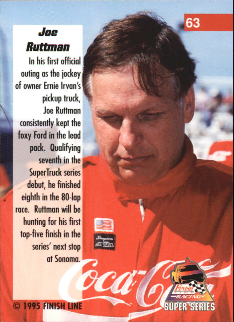1995 Finish Line SuperTrucks #63 Joe Ruttman back image