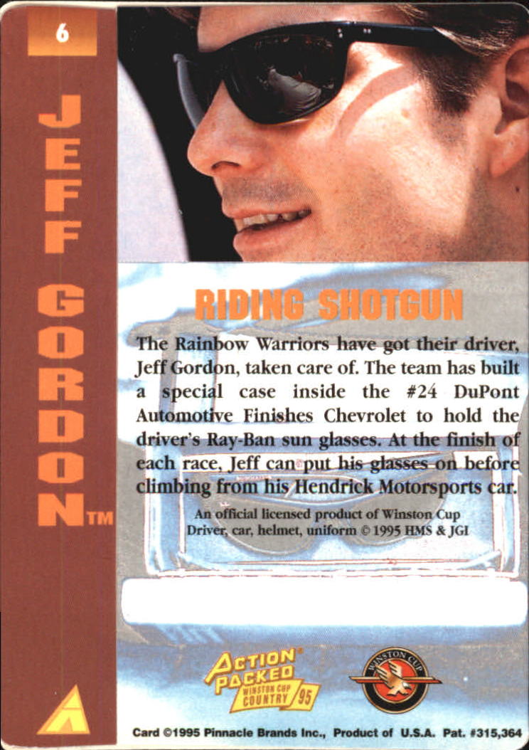 1995 Action Packed Country #6 Jeff Gordon RS back image