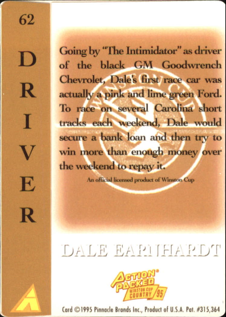 1995 Action Packed Country #62 Dale Earnhardt back image