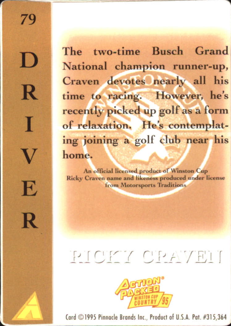 1995 Action Packed Country #79 Ricky Craven back image