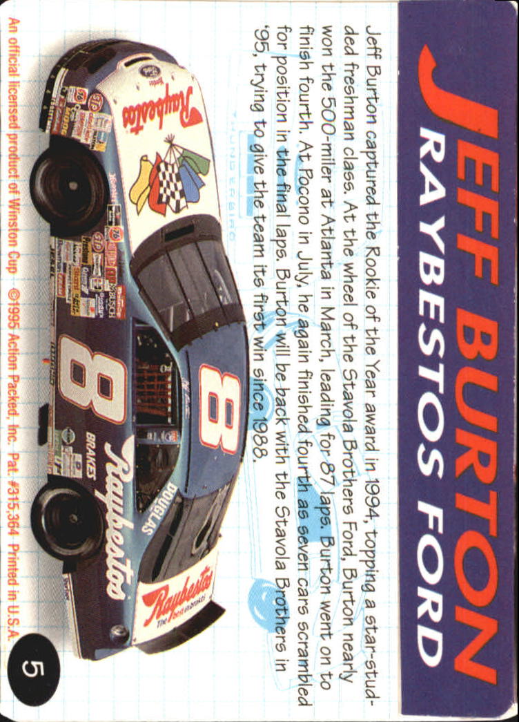 1995 Action Packed Preview #5 Jeff Burton back image