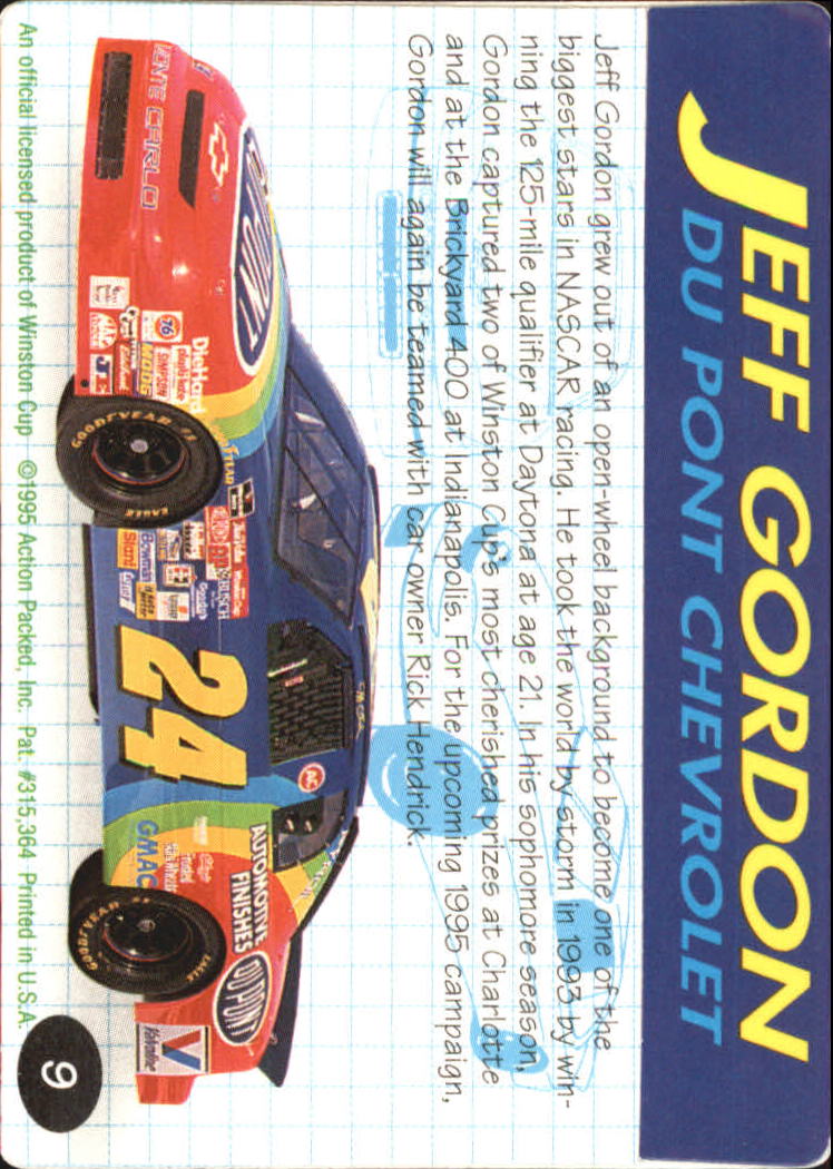 1995 Action Packed Preview #9 Jeff Gordon back image