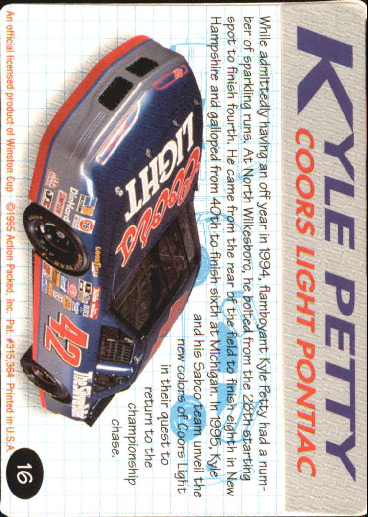 1995 Action Packed Preview #16 Kyle Petty back image