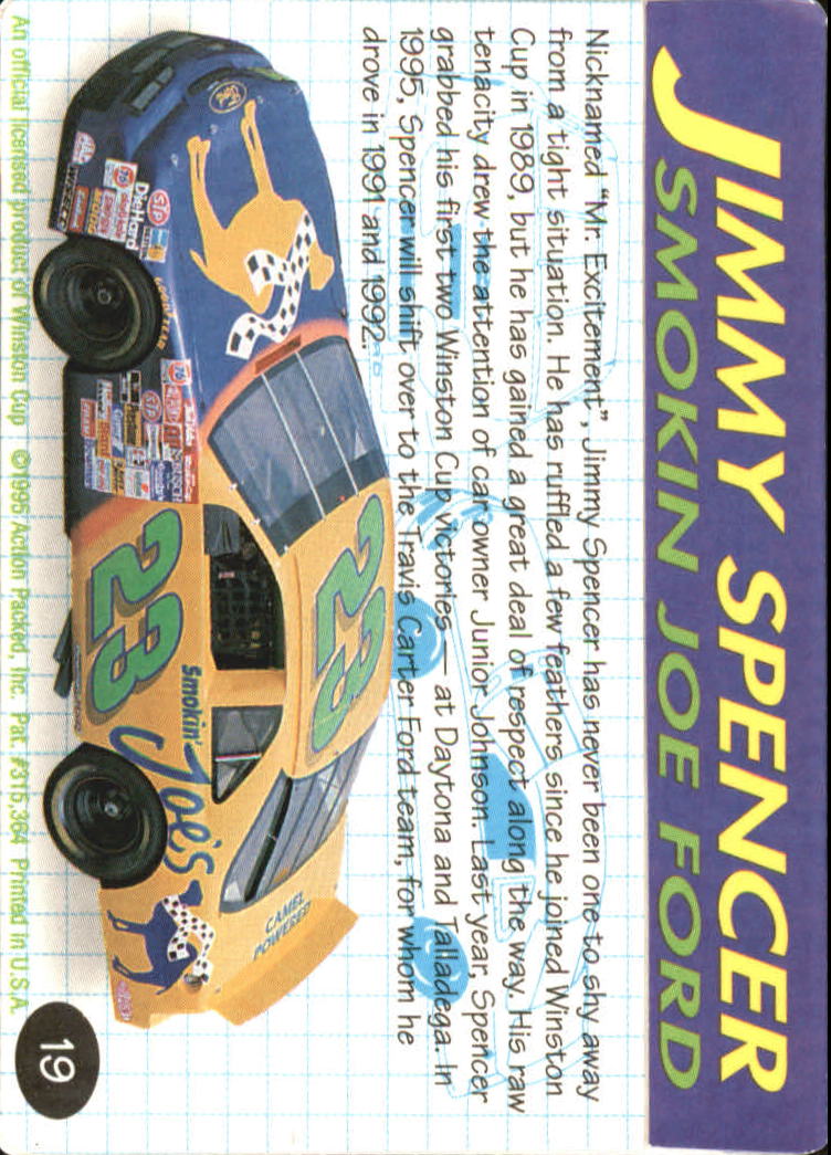 1995 Action Packed Preview #19 Jimmy Spencer back image
