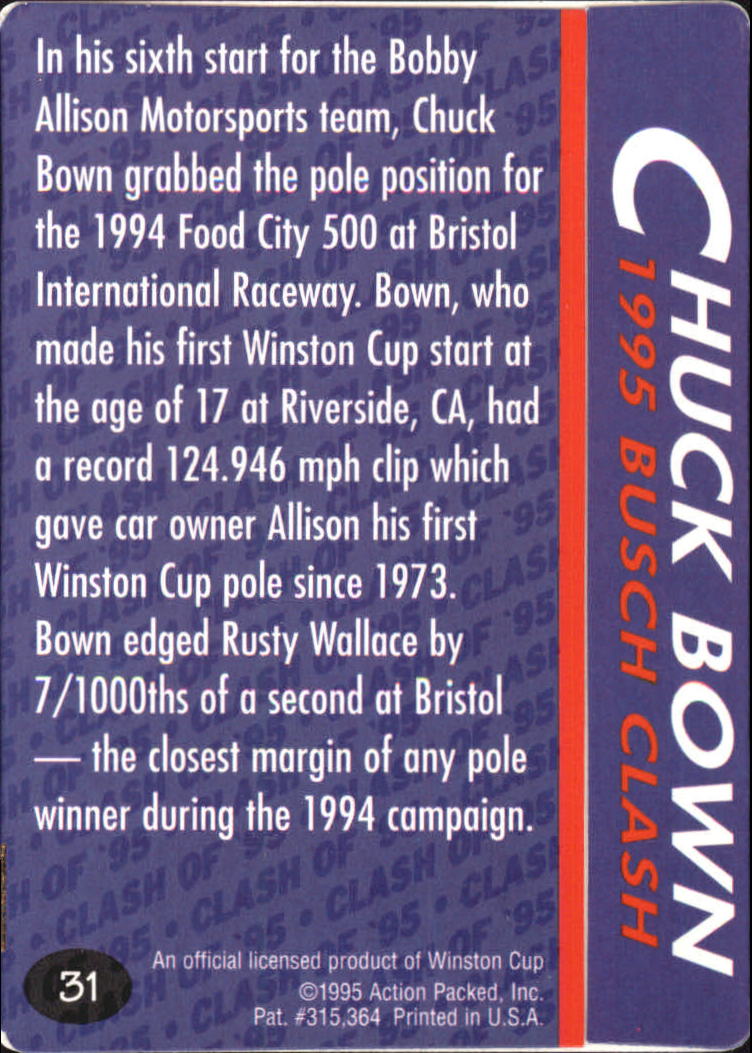 1995 Action Packed Preview #31 Chuck Bown PW back image