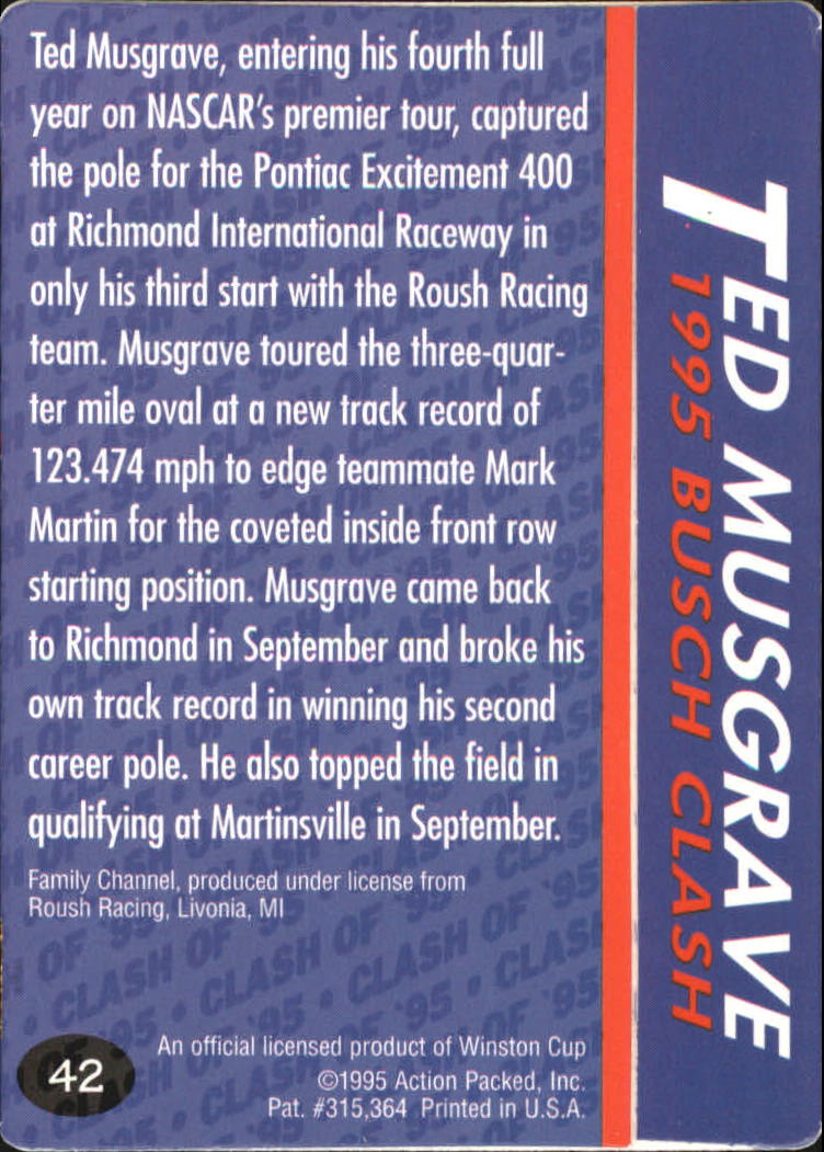 1995 Action Packed Preview #42 Ted Musgrave PW back image