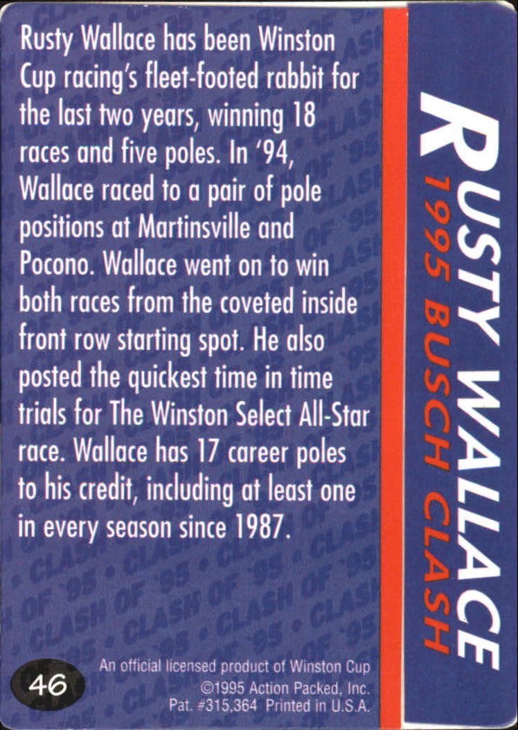 1995 Action Packed Preview #46 Rusty Wallace PW back image