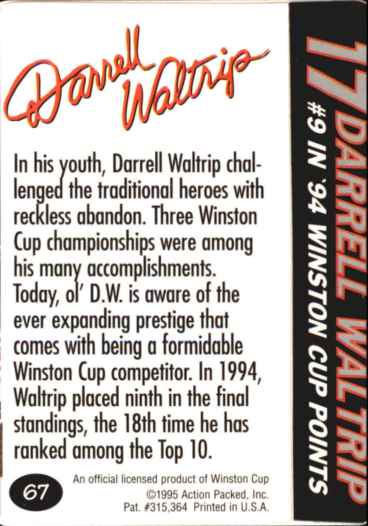 1995 Action Packed Preview #67 Darrell Waltrip T10 back image