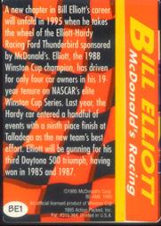 1995 Action Packed Preview Bill Elliott #BE1 Bill Elliott with Car back image