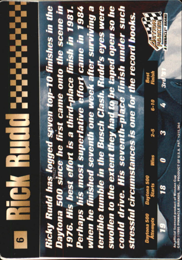 1995 Action Packed Stars #6 Ricky Rudd OC back image