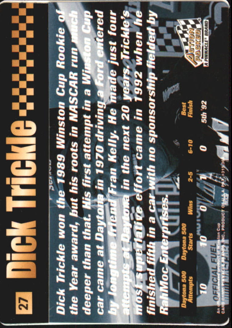 1995 Action Packed Stars #27 Dick Trickle OC back image