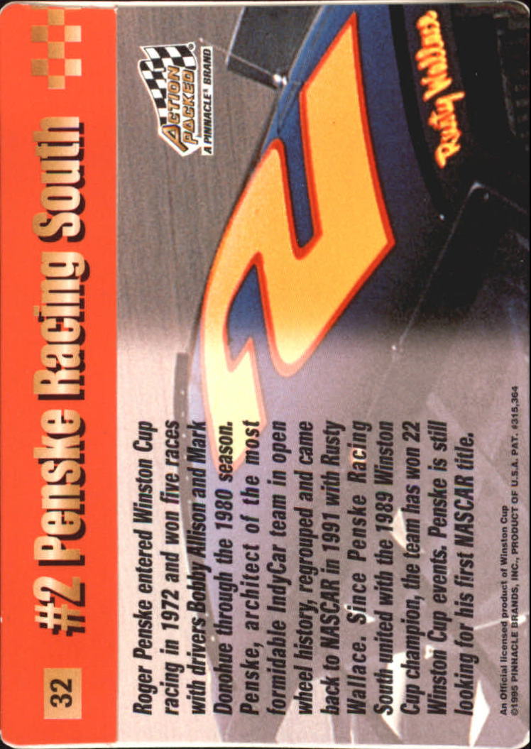 1995 Action Packed Stars #32 Rusty Wallace's Car back image