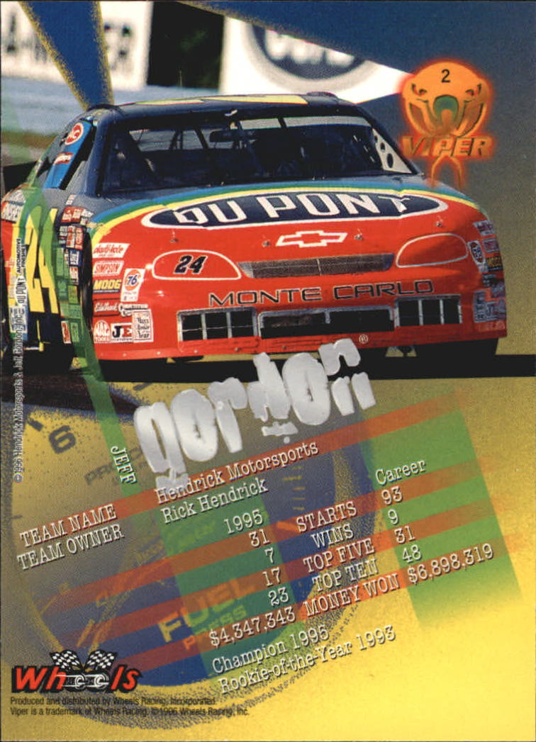 1996 Viper #2 Jeff Gordon back image