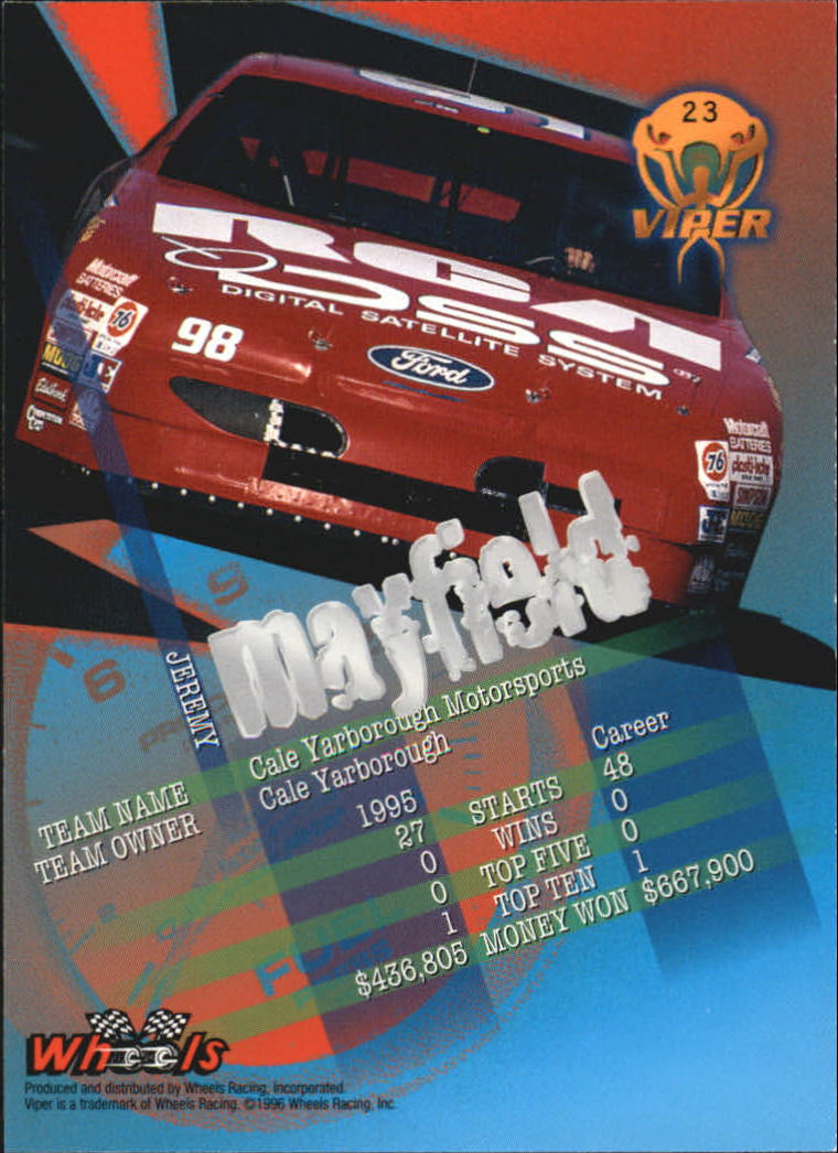 1996 Viper #23 Jeremy Mayfield back image
