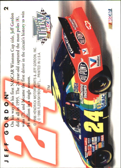 1996 Ultra #2 Jeff Gordon back image