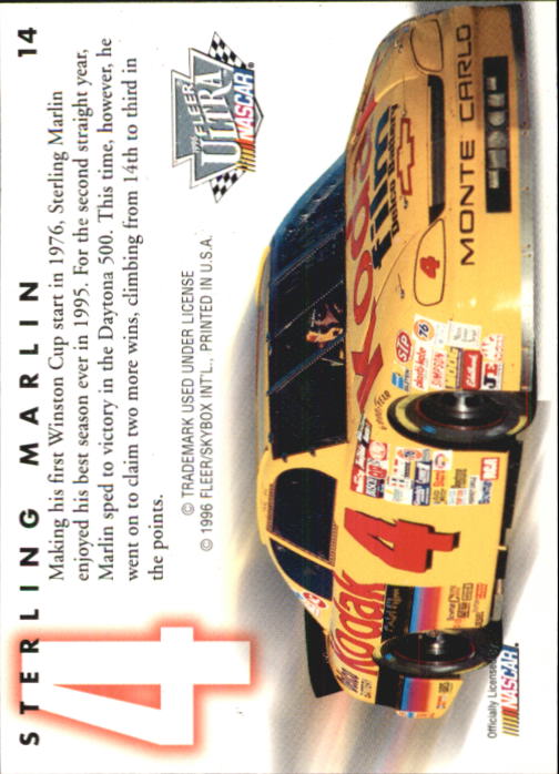 1996 Ultra #14 Sterling Marlin back image