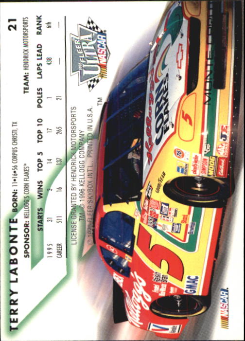 1996 Ultra #21 Terry Labonte back image
