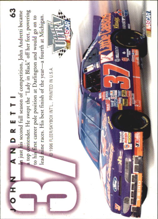 1996 Ultra #63 John Andretti back image