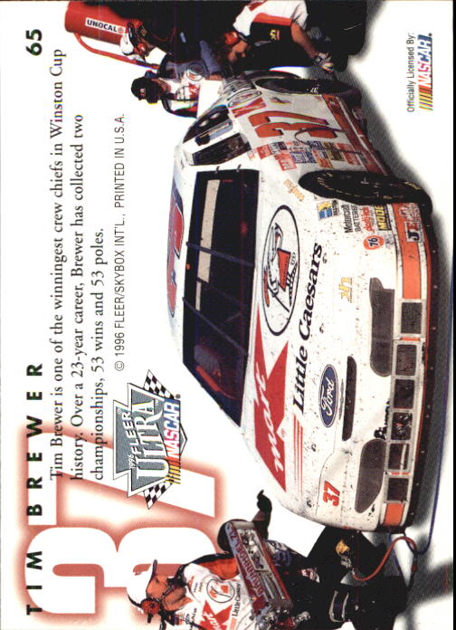1996 Ultra #65 Tim Brewer back image