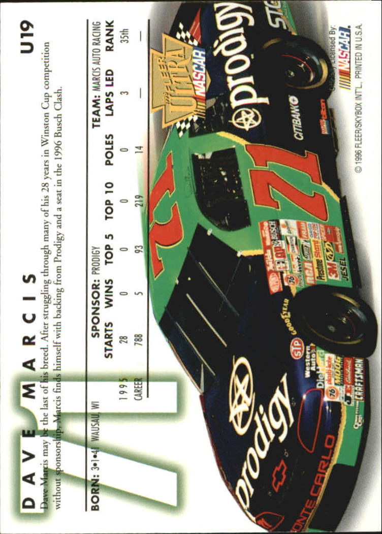 1996 Ultra Update #19 Dave Marcis back image
