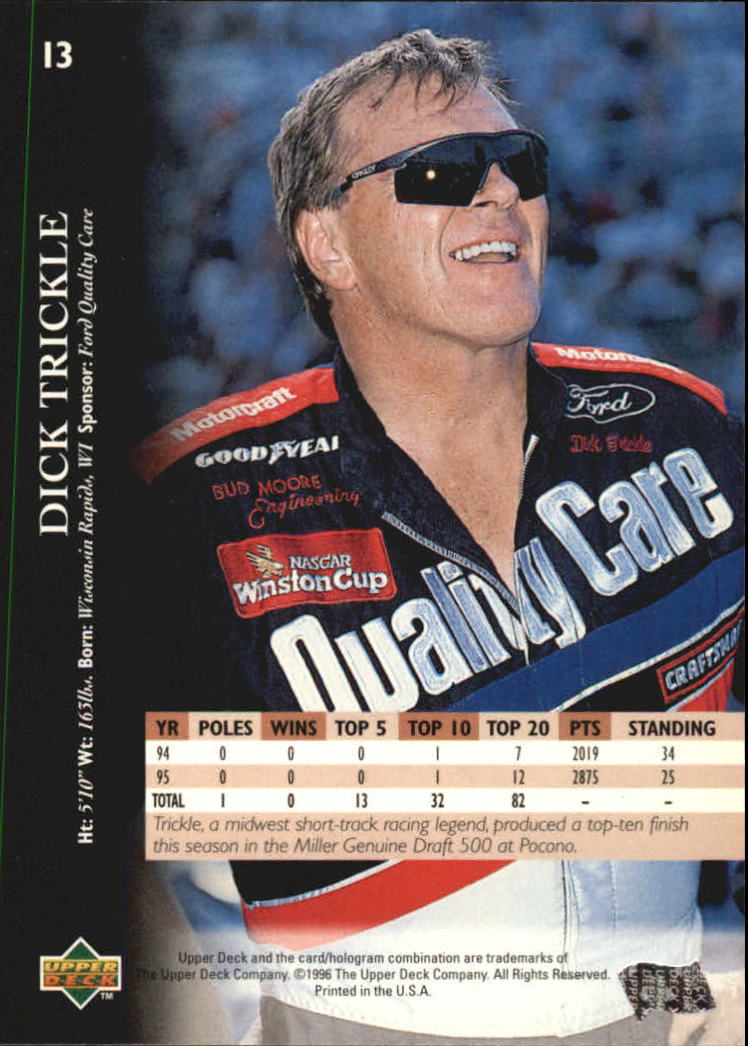 B0552- 1996 Upper Deck Racing Cards 1-150 +Inserts -You Pick- 15+ FREE US SHIP - Picture 27 of 295